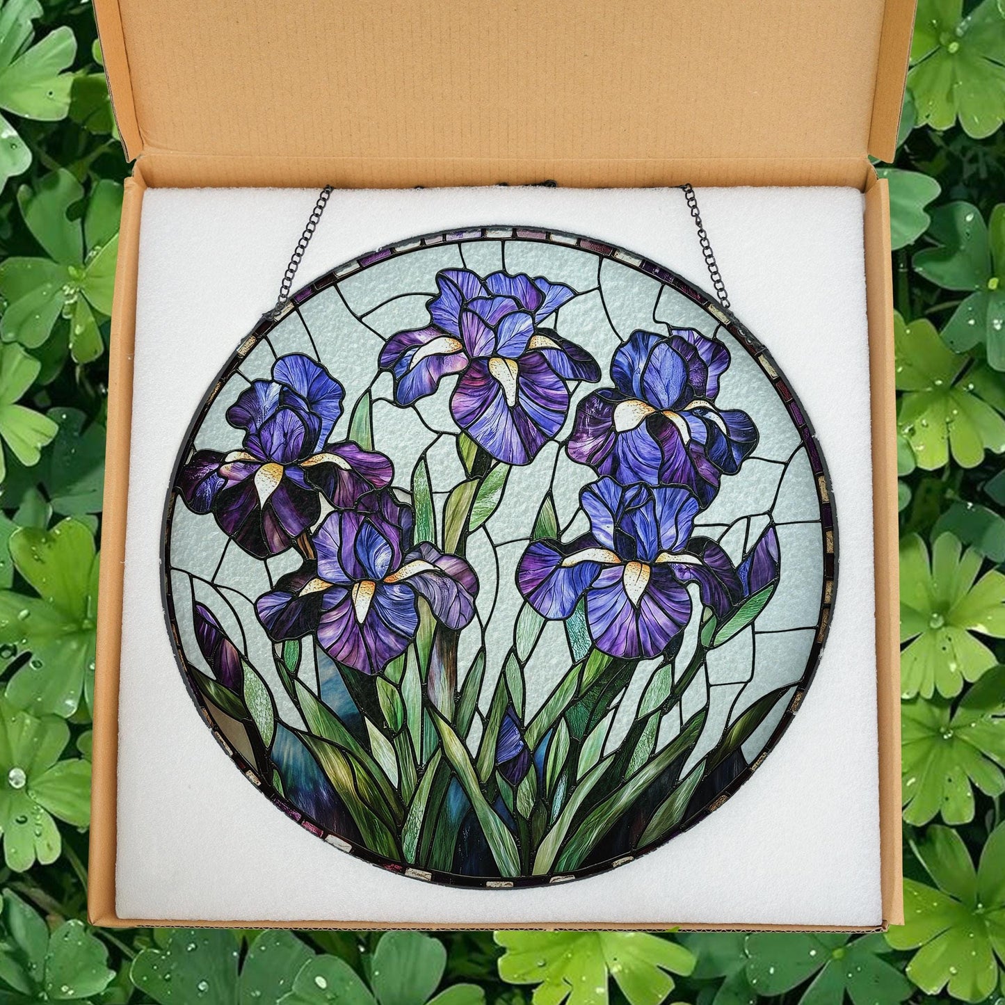 Purple Iris Stained Glass Suncatcher, Iris Flower Suncatcher, Iris Flower Gift, Flower Glass Suncatcher, Sunlight Catcher for Home Decor