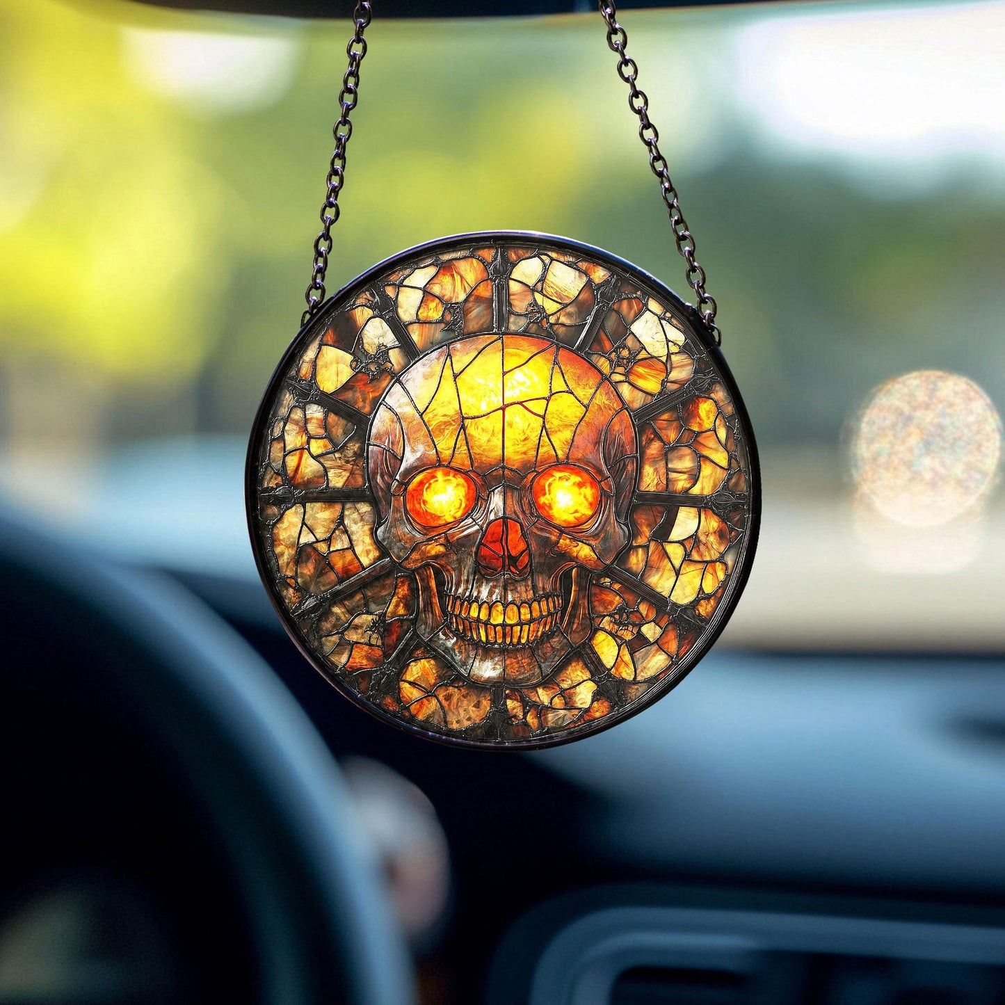Pumpkin Skull Stained Glass Suncatcher, Spooky Halloween Stained Glass Suncatcher, Gothic Jack O Lantern Glass Decor, Dark Horror Decor