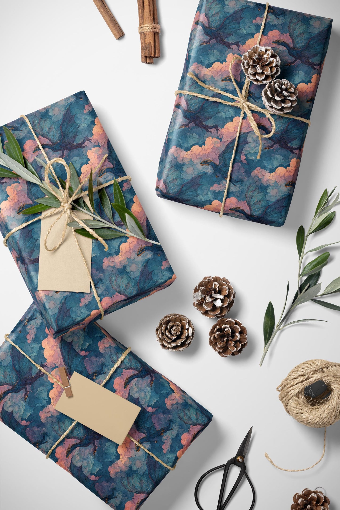 Dragon Print Wrapping Paper Roll, Gift Wrap for Fantasy Lover Presents, Role-Playing Games, and Magical Celebrations #6