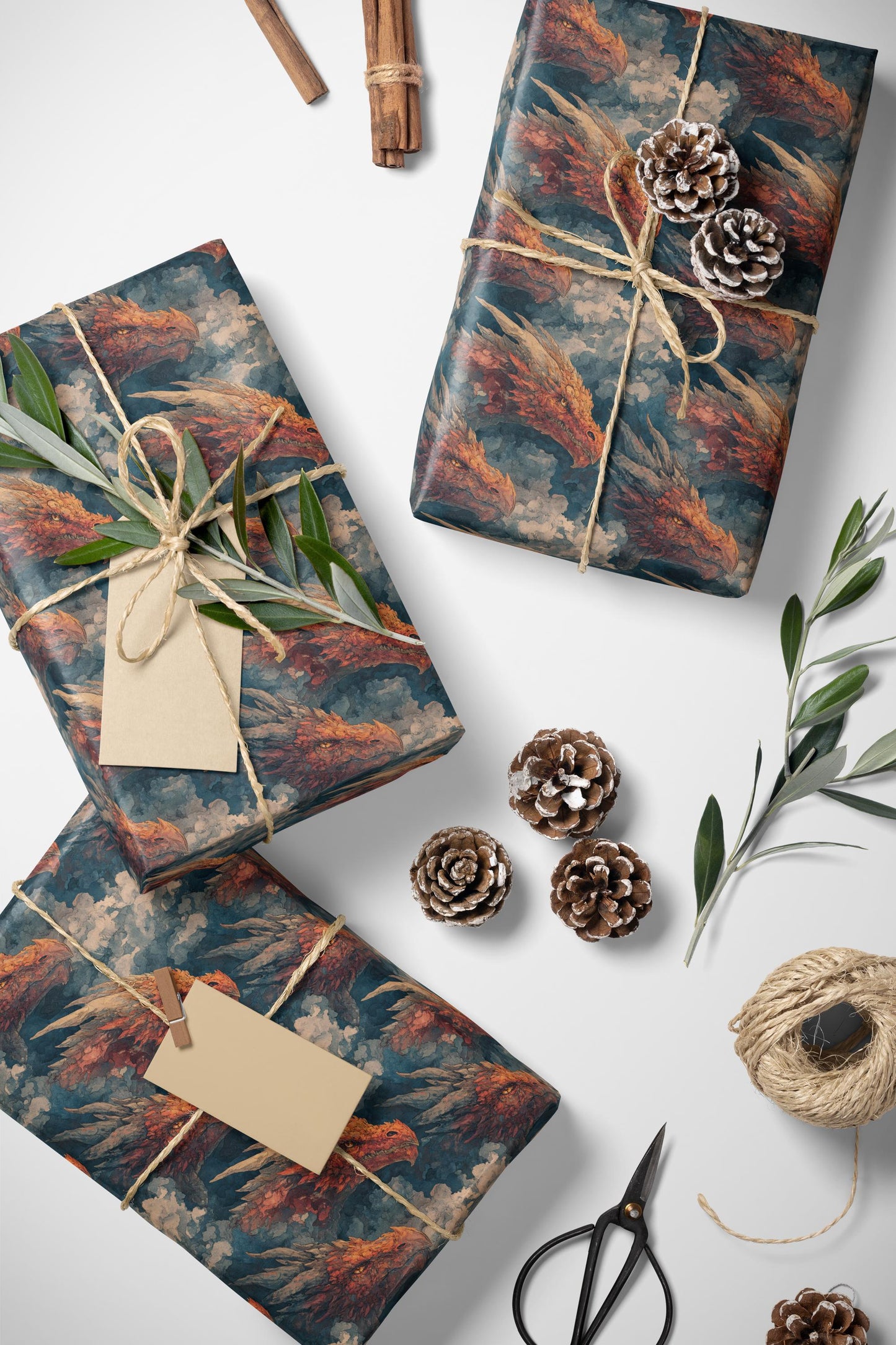 Medieval Dragon Wrapping Paper Roll, Gift Wrap for Fantasy Enthusiasts, Role-Players, and Mythical-Themed Presents #3