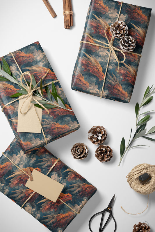Medieval Dragon Wrapping Paper Roll, Gift Wrap for Fantasy Enthusiasts, Role-Players, and Mythical-Themed Presents #3