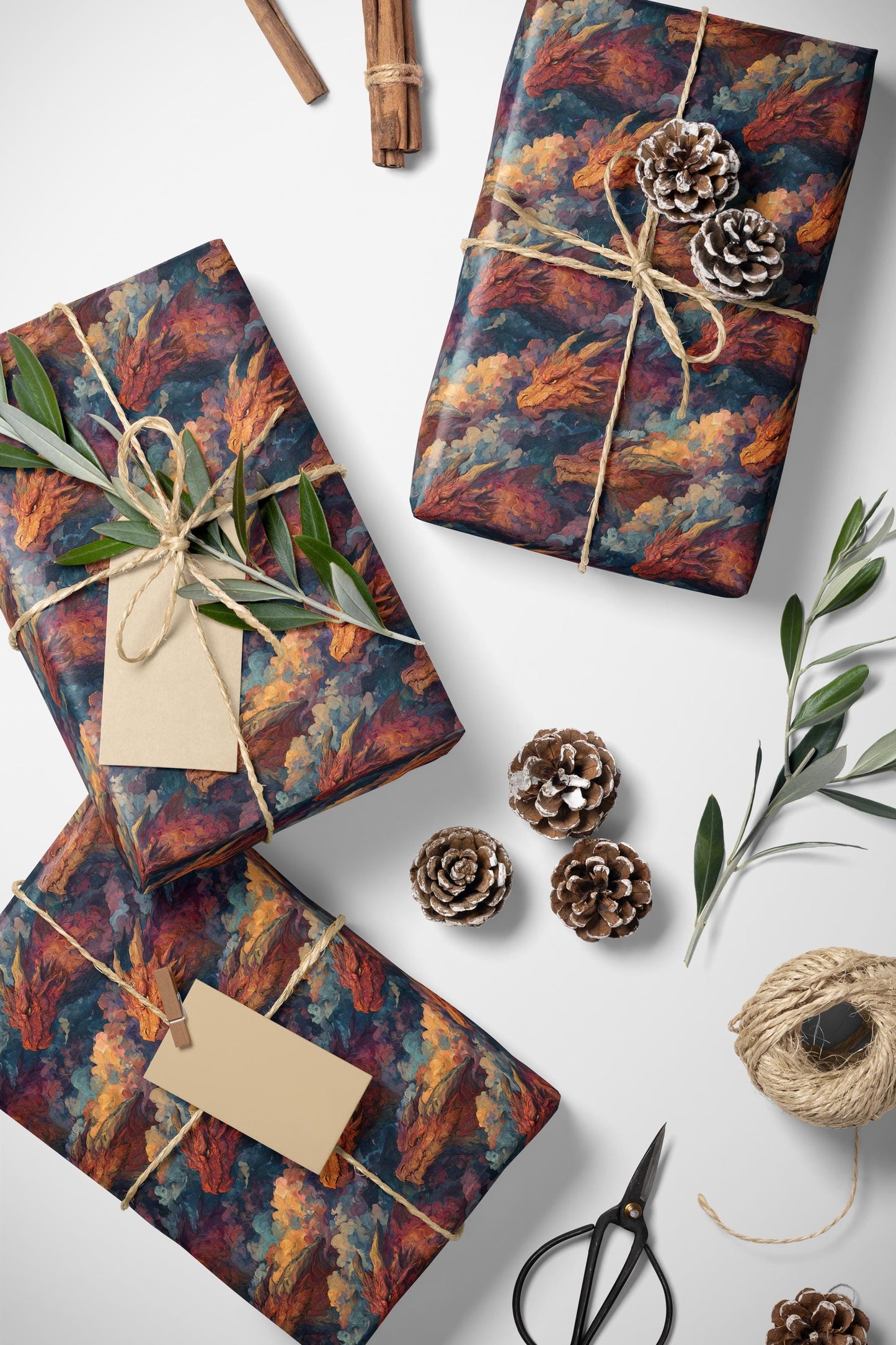 Fantasy Dragon Wrapping Paper Roll, Gift Wrap for Mythical Creature Lovers, Fantasy Fans, and Medieval-Themed Presents #1