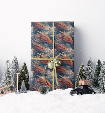 Medieval Dragon Wrapping Paper Roll, Gift Wrap for Fantasy Enthusiasts, Role-Players, and Mythical-Themed Presents #3