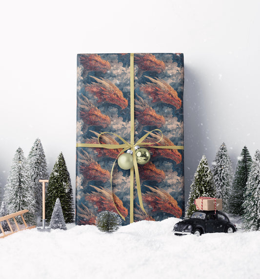 Medieval Dragon Wrapping Paper Roll, Gift Wrap for Fantasy Enthusiasts, Role-Players, and Mythical-Themed Presents #3