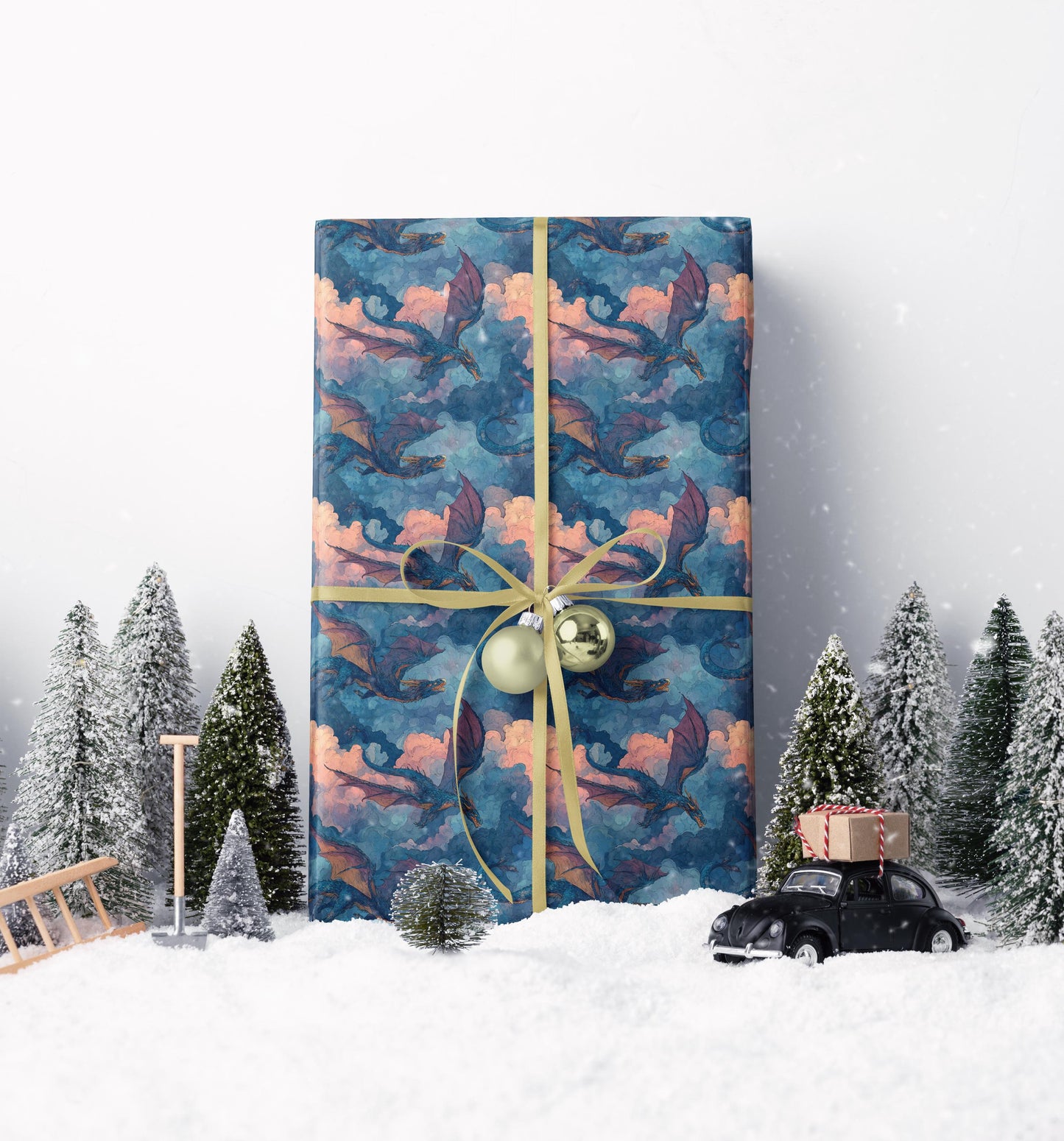 Fantasy Lover Dragon Wrapping Paper Roll, Mythical Creature Gift Wrap for Gamers, Book Lovers, and Magical Events #4