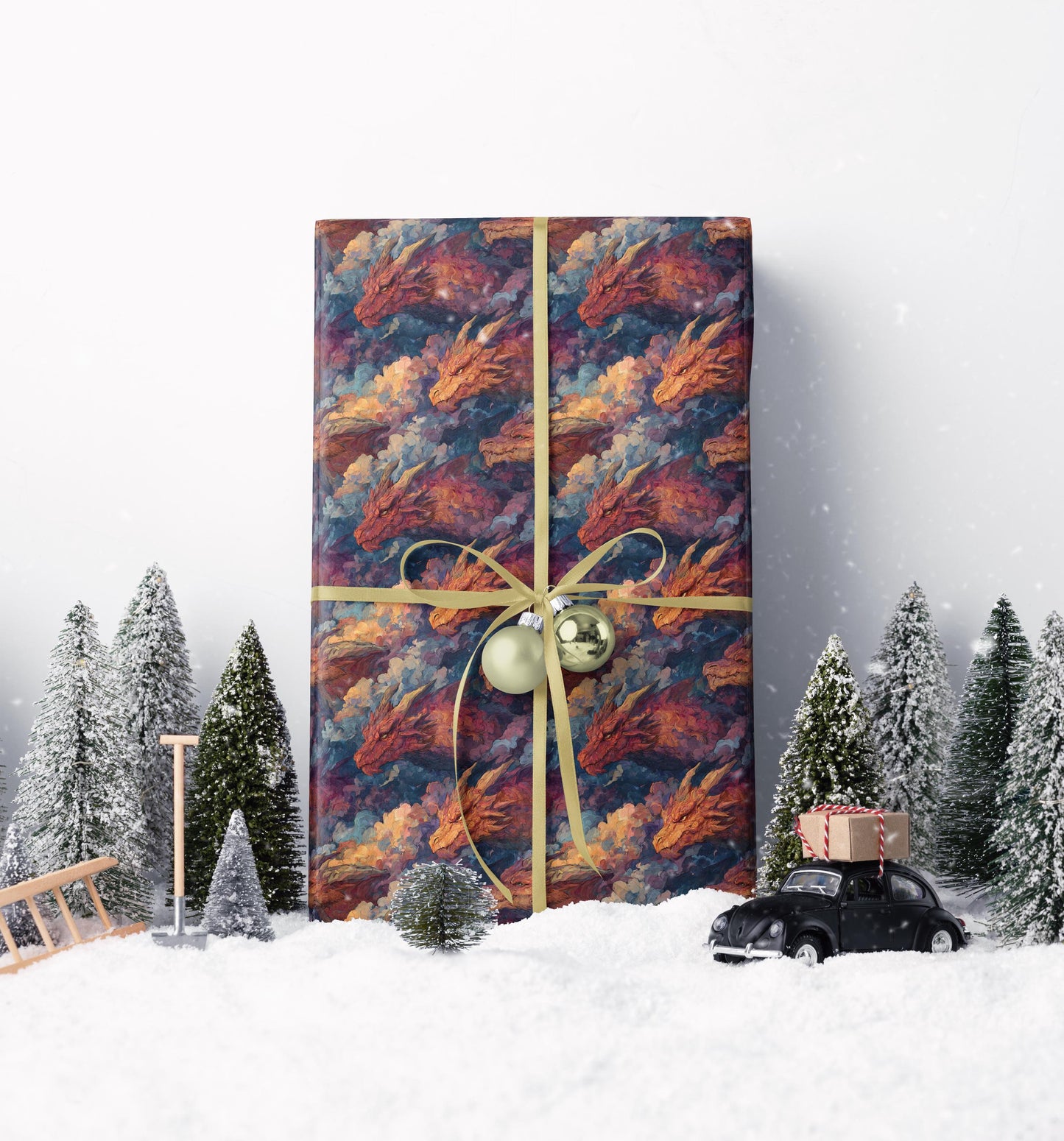 Fantasy Dragon Wrapping Paper Roll, Gift Wrap for Mythical Creature Lovers, Fantasy Fans, and Medieval-Themed Presents #1