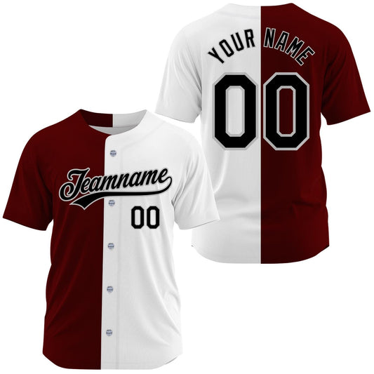 Custom Gradient Maroon White Baseball Jersey Men Women Kid Youth, Custom White Red Pinstripe Baseball Jersey Name Number Logo Baseball Shirt