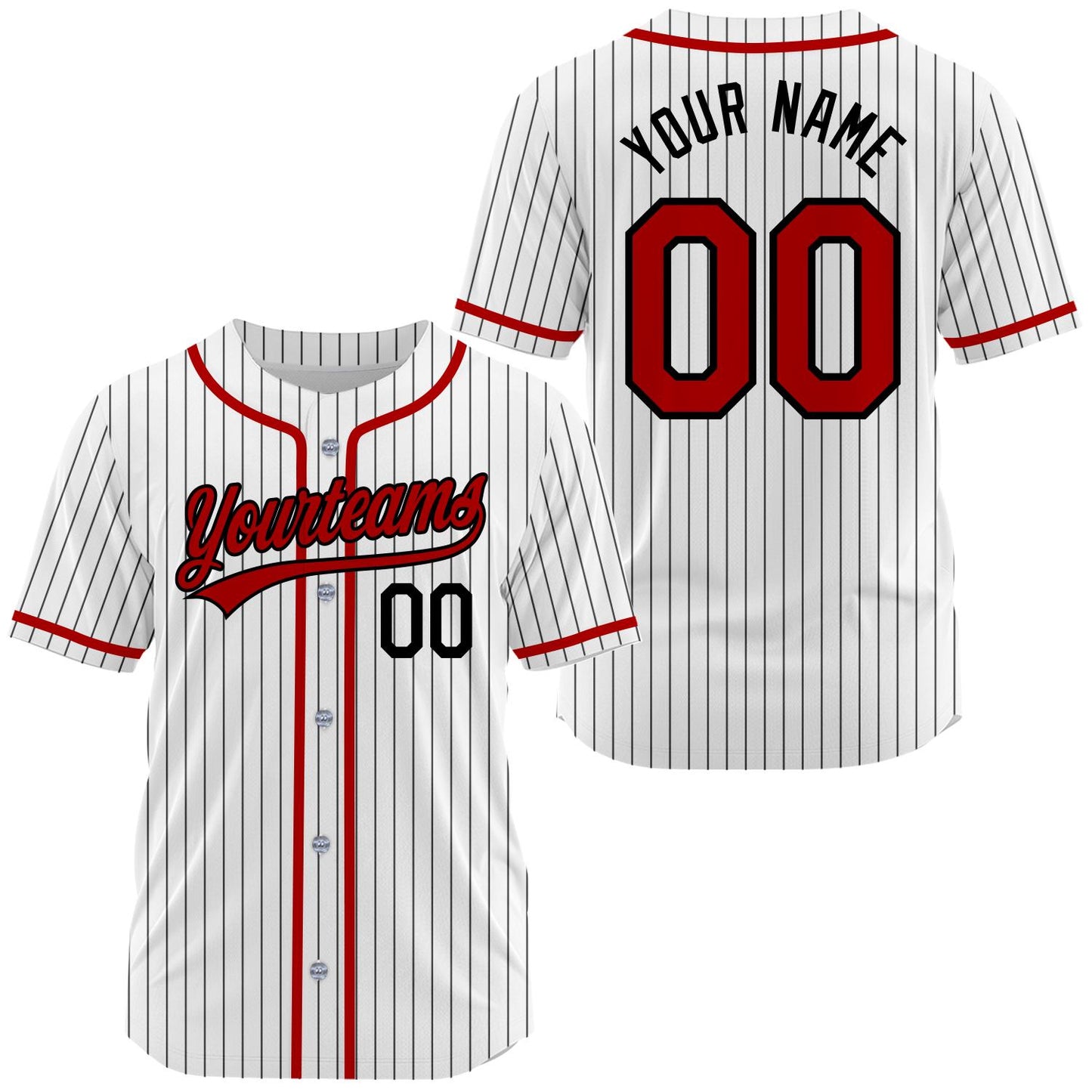 Custom Gradient Maroon White Baseball Jersey Men Women Kid Youth, Custom White Red Pinstripe Baseball Jersey Name Number Logo Baseball Shirt