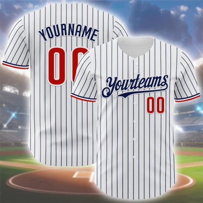 Custom Pinstripe Baseball Jersey: Personalized Team Uniform - Sports Fan Gift