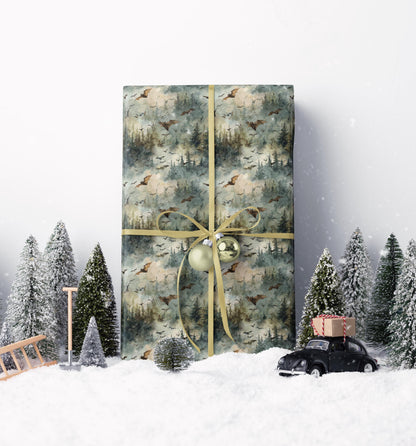 Halloween Bat Wrapping Paper Roll with Spooky Flying Bat Print, Dark Aesthetic Gift Wrap for October Parties and Haunted Gifts #1