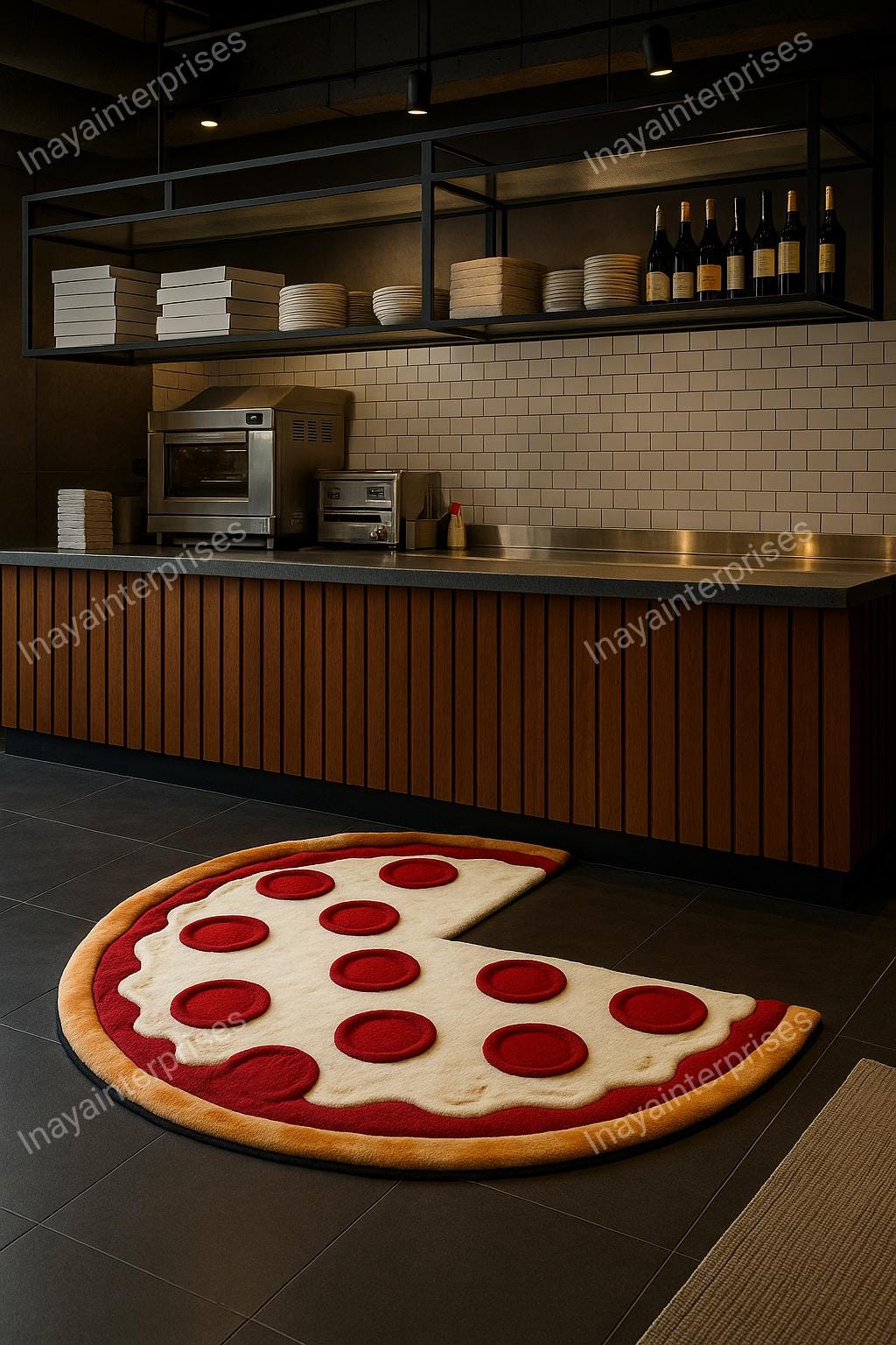 Hand-Tufted Wool Pizza Slice Rug: Fun Food Kitchen Mat