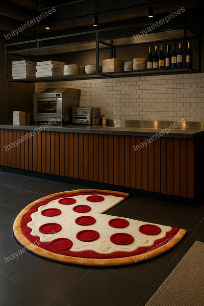 Hand-Tufted Wool Pizza Slice Rug: Fun Food Kitchen Mat