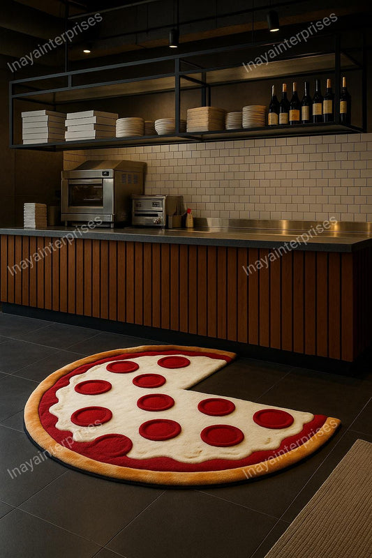 Hand-Tufted Wool Pizza Slice Rug: Fun Food Kitchen Mat