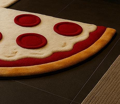 Hand-Tufted Wool Pizza Slice Rug: Fun Food Kitchen Mat