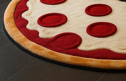 Hand-Tufted Wool Pizza Slice Rug: Fun Food Kitchen Mat