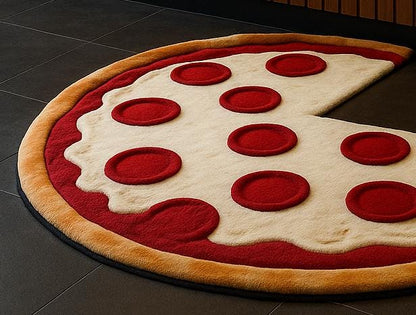 Hand-Tufted Wool Pizza Slice Rug: Fun Food Kitchen Mat