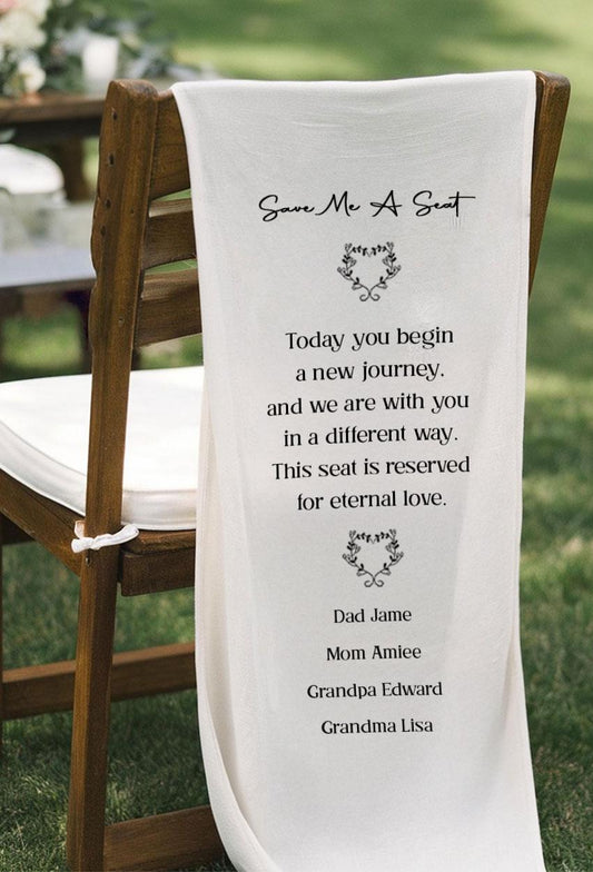 Personalized Memorial Wedding Chair Sign,Reserved for Loved One, In Loving Memory Chair Banner, Wedding Tribute Sign, Memorial Wedding Decor