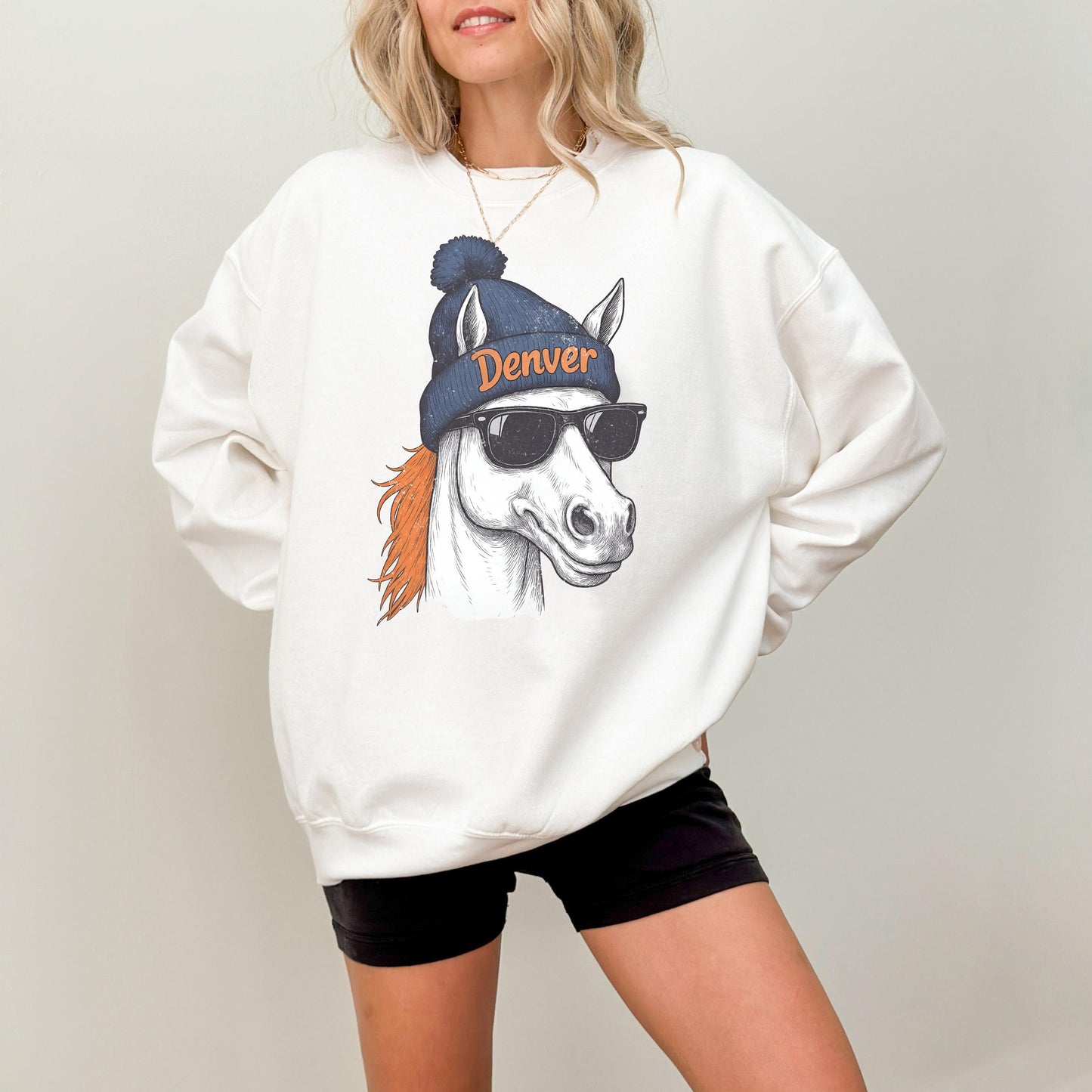 Retro Denver Football Sweatshirt, 90s Denver Sweatshirt, Football Fan Gifts, Denver Horse ,Retro Denver Game Day Tshirt