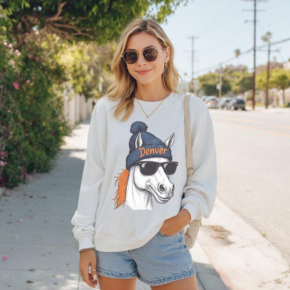 Retro Denver Football Sweatshirt, 90s Denver Sweatshirt, Football Fan Gifts, Denver Horse ,Retro Denver Game Day Tshirt