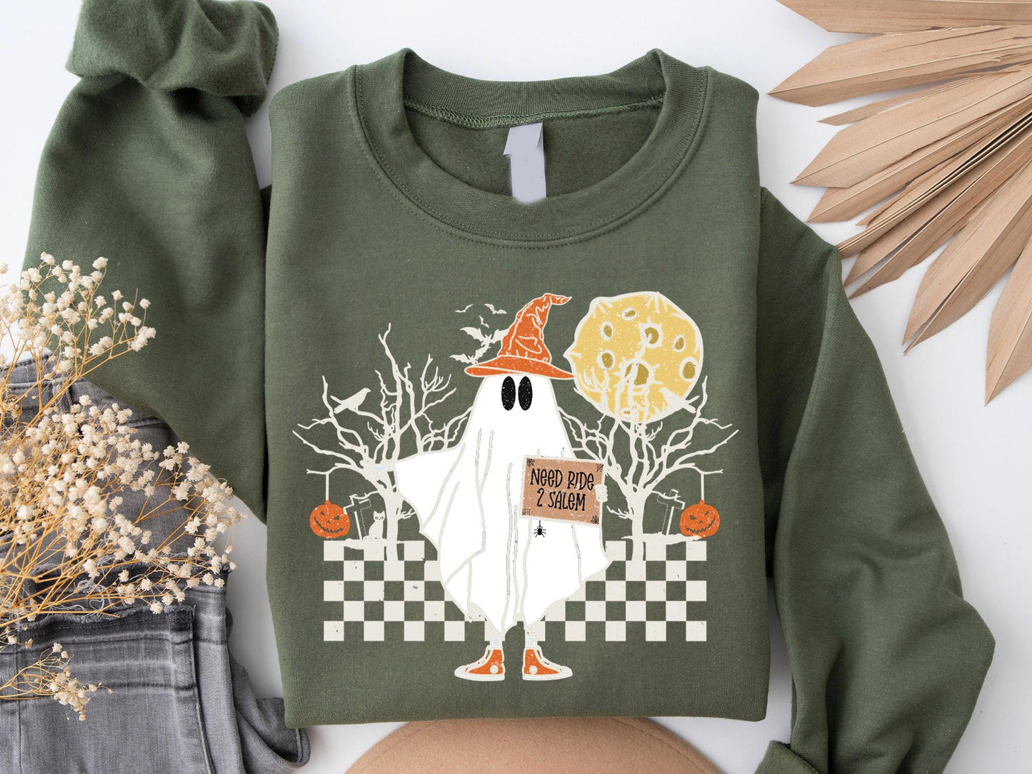 Halloween Ghost Sweatshirt, Spooky Season Sweatshirt, Halloween Party Shirt, Pumpkin Sweatshirt, Halloween Women's Fall Sweater