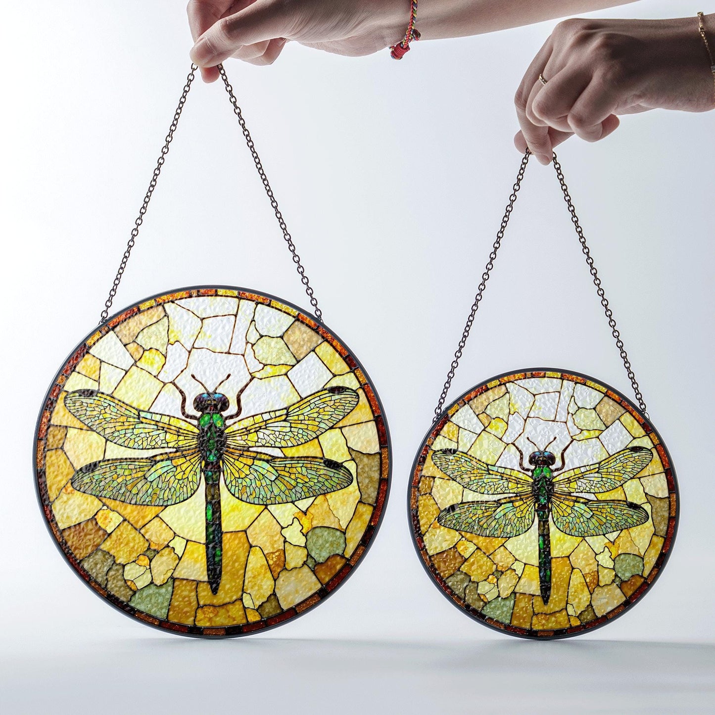 Dragonfly stained glass round window suncatcher nature decor gift