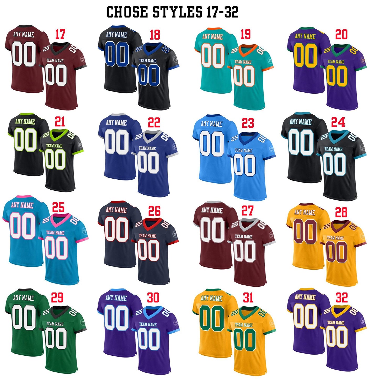 Personalized Football Jersey: Personalized Team Uniform, All-Over Print