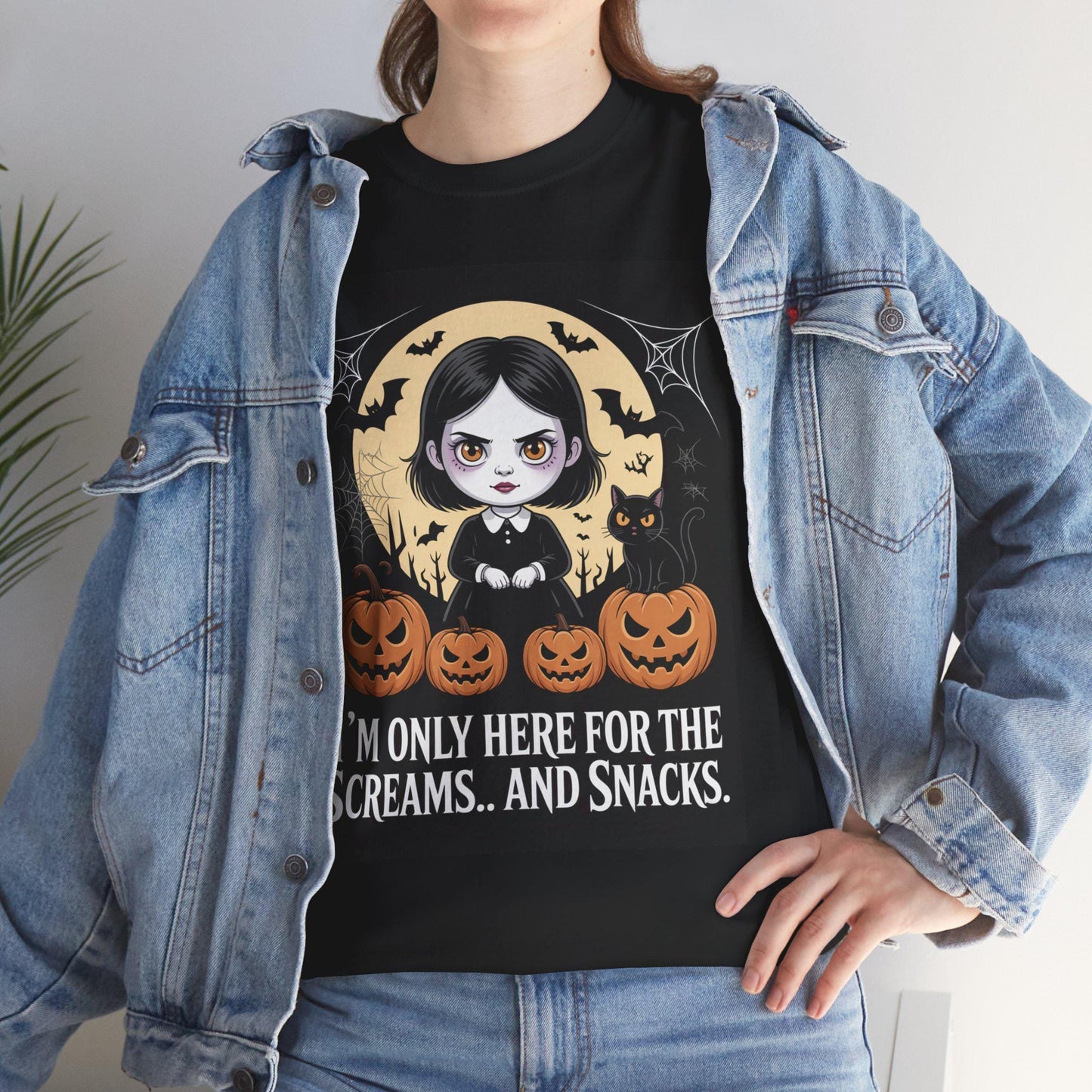 Halloween Wednesday Addams Cat T-Shirt, Funny Gothic Tee, Spooky Cute Black Cat Shirt, Creepy Cute Halloween Graphic Tee