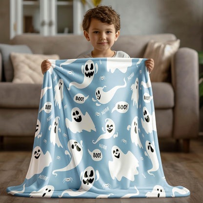 Halloween Ghost Blanket – Custom Name Throw, Cute Spooky Decor for Kids & Adults, Cozy Fall Gift, Boo Blanket,Halloween,xmas season