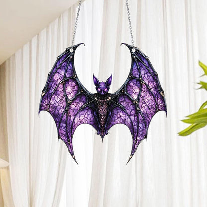 Decorative Purple Bat Window Hanging Ornament for Gothic Home Decor, Halloween Party, and Fantasy Lover Gift Idea