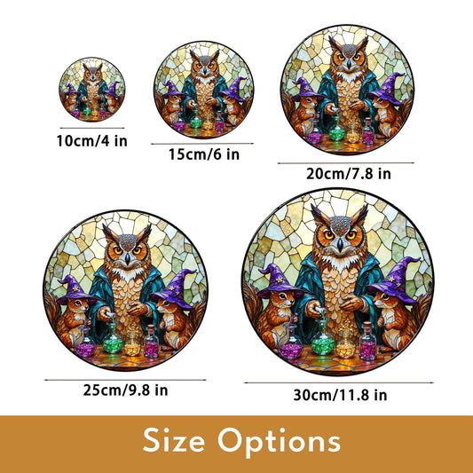 Suncatcher stained glass owl with potion bottles Halloween gift for mom Christmas gift