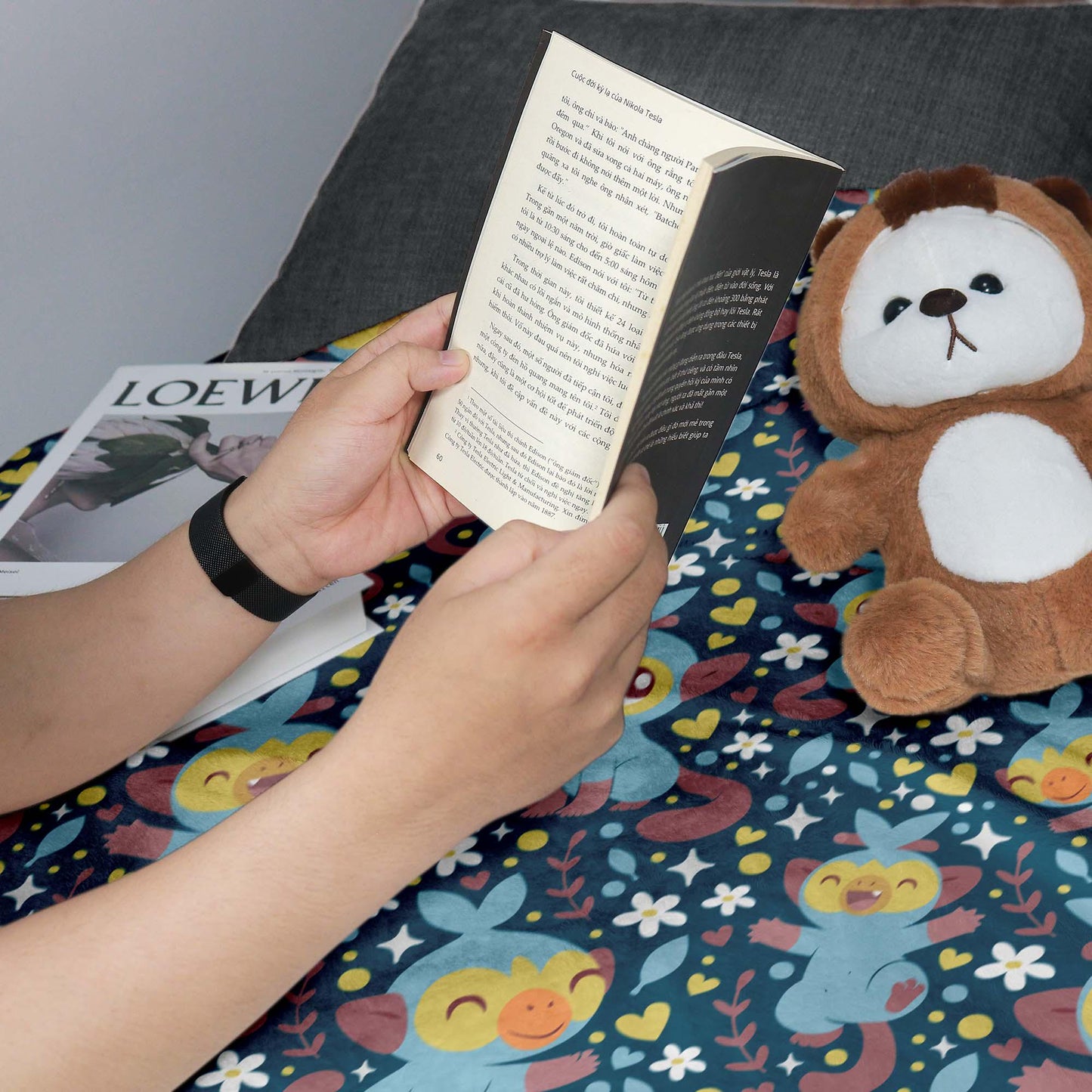 Grookey Fleece Blanket, Cute Kawaii Throw for Kids and Adults, Soft Cozy Cotton Bedding, Monkey Home Decor Gift, Grookey Blanket Gifts