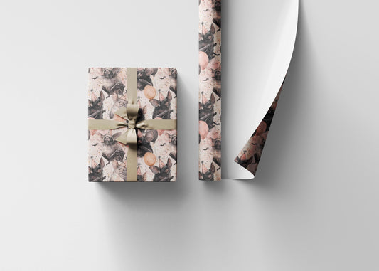 Bat Baby Shower Wrapping Paper for Goth Moms, Creepy Cute Halloween Gift Wrap with Pastel Goth Vibes #8
