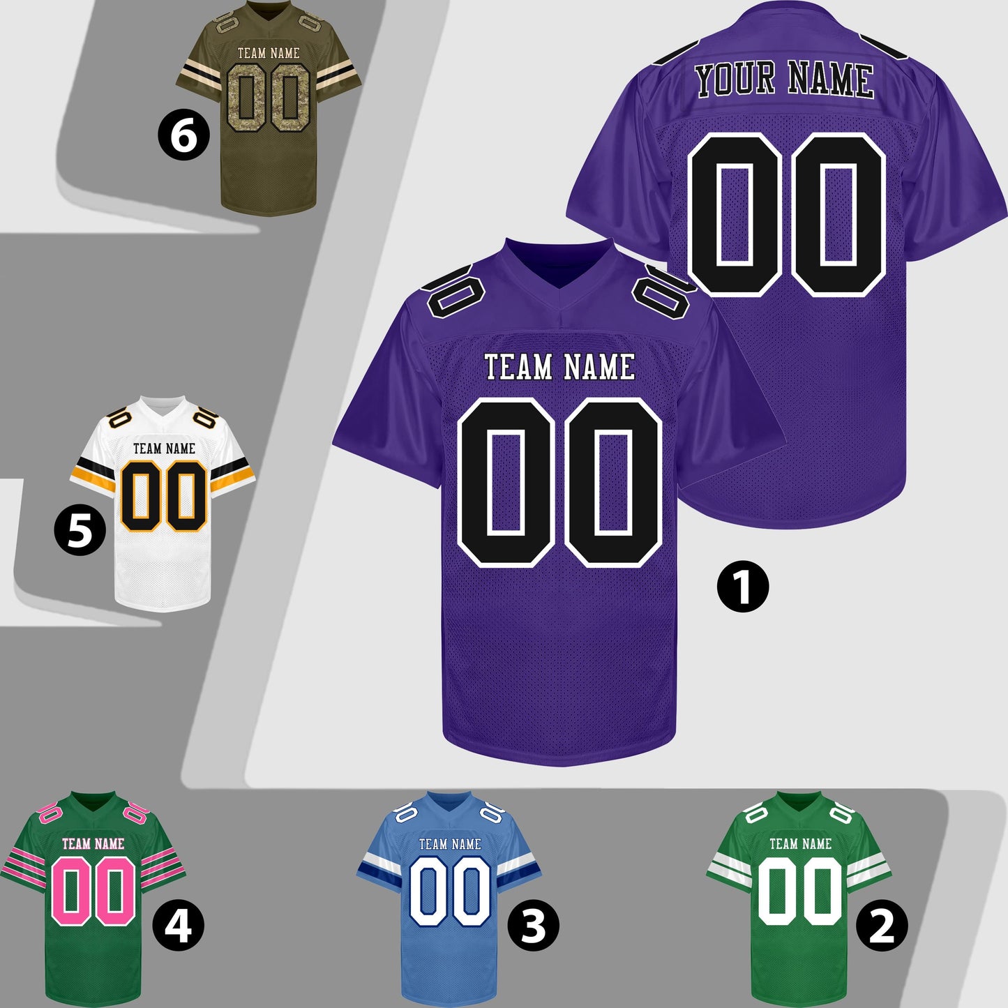 Personalized Purple Football Jersey Printed Name Number Logo, Purple Black Football Shirt Men Women Youth Kid, Practice Football Uniforms