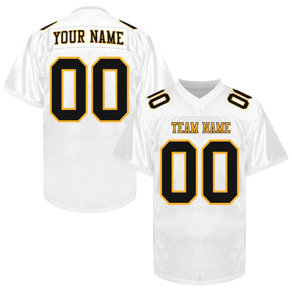 Custom Black Football Jersey Men Women, Personalized Black Orange White Football Jersey Shirt, Customize Team jersey Uniform for Fans Lovers