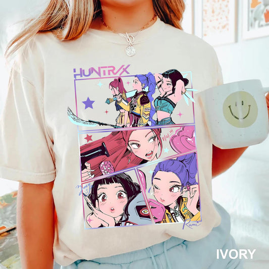 comfort colors Kpop demon hunters shirt Jinu manga tee Korean pop lover gift Huntrix Kpop shirt Demon hunter merch Saja girls fan sweatshirt