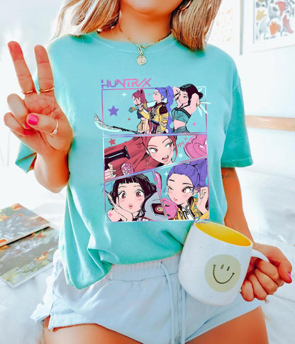 comfort colors Kpop demon hunters shirt Jinu manga tee Korean pop lover gift Huntrix Kpop shirt Demon hunter merch Saja girls fan sweatshirt