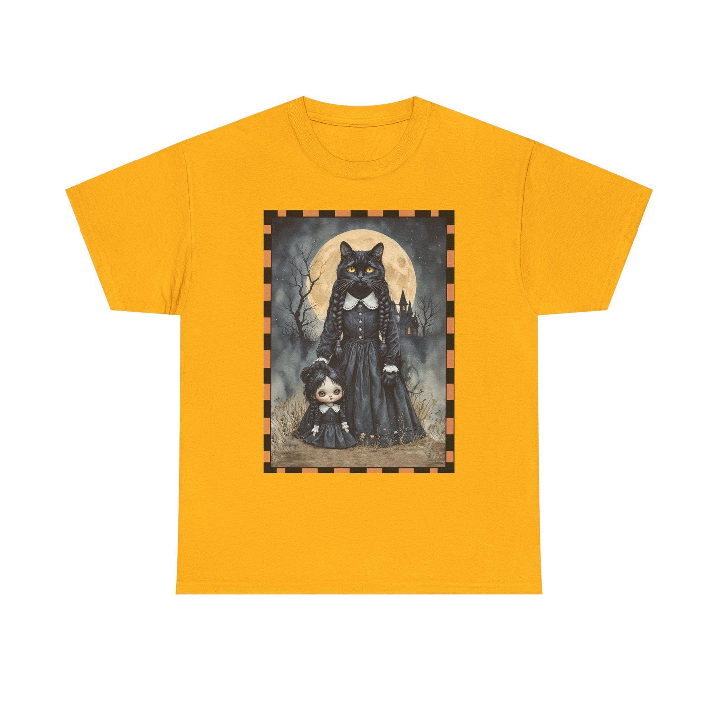 Halloween Black Cat Wednesday Unisex Heavy Cotton Tee