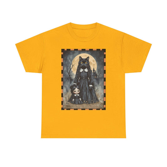 Halloween Black Cat Wednesday Unisex Heavy Cotton Tee