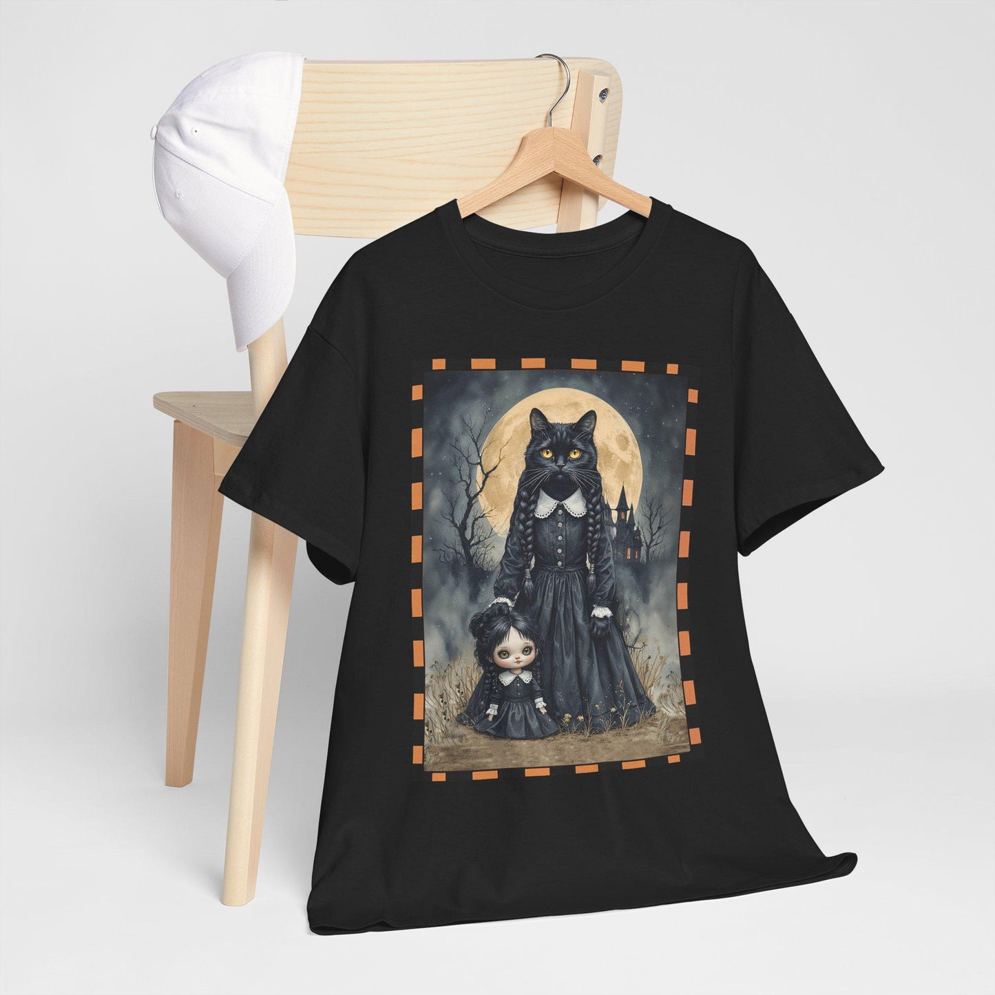 Halloween Black Cat Wednesday Unisex Heavy Cotton Tee