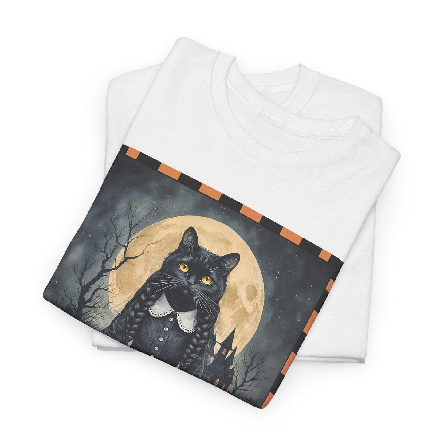 Halloween Black Cat Wednesday Unisex Heavy Cotton Tee