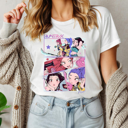 Kpop Demon Hunters Shirt, Huntrix Girl T-Shirt, Kpop idol group Shirt, Mira, Rumi, Joey Shirt,Demon Hunter Merch, Gift for Huntrix fan Shirt