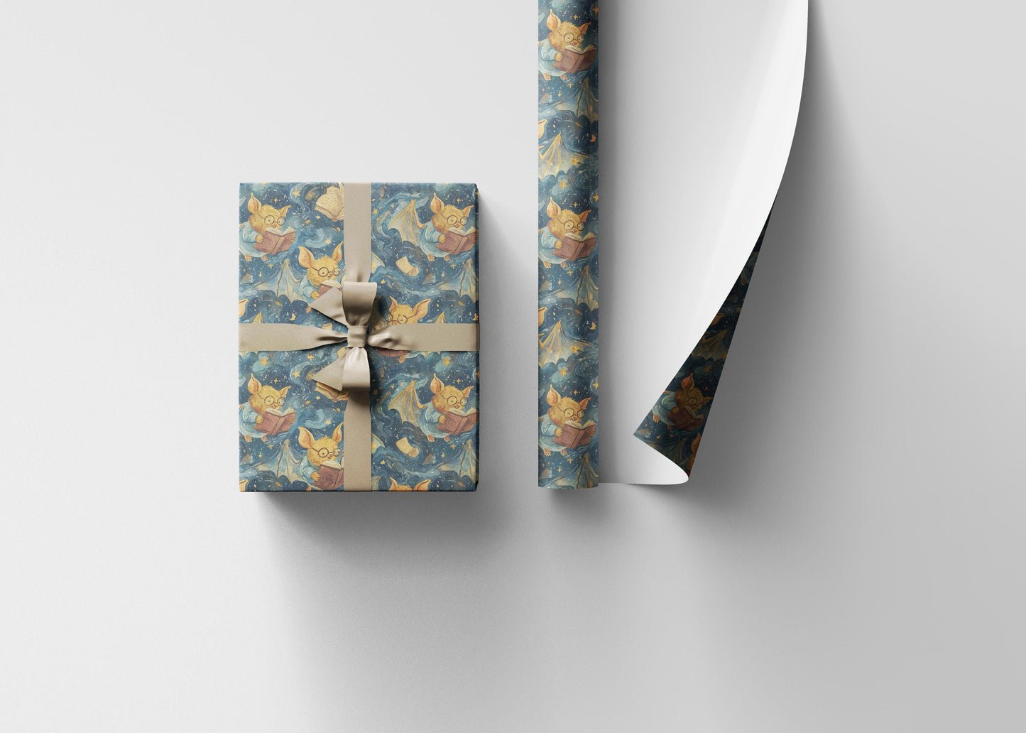 Gothic Bat Wrapping Paper Roll for Halloween, Dark Spooky Gift Wrap for Horror Fans, Haunted Houses, and Scary Parties #7