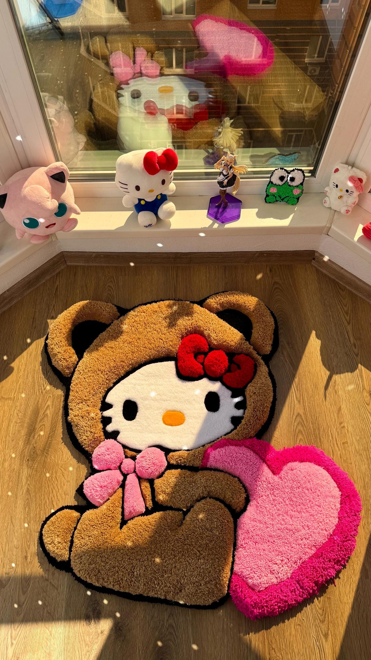 Puffy Kitty Bear Rug – Custom 3D Puffy Tufted Carpet, Fluffy Handmade Cute Gift, Kawaii Decor for Girls Room or Aesthetic Bedroom