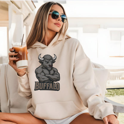 Graphic Buffalo Mascot Football Sweatshirt, Game Day Gift Shirt, Buffalo Football Fan Tee, Retro Buffalo Team Shirt, Sport Mascot Gifts