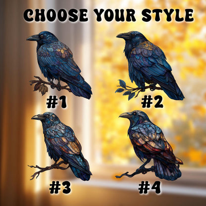 Raven window hanging decor,mystical crow ornament for gothic home,fall window decoration,spooky bird art for Halloween lovers,halloween gift