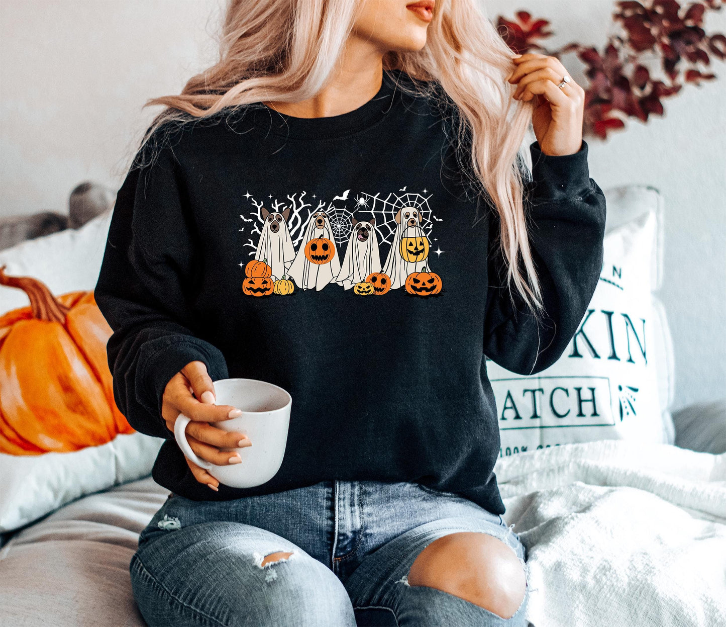 Halloween Dog Sweatshirt, Ghost Dogs sweatshirt, Halloween Sweatshirt, Halloween Sweater, Ghost Sweatshirt, Ghost Dog Shirt