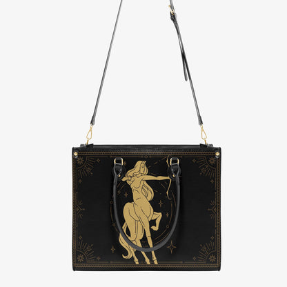 Sagittarius Zodiac Handbag | Celestial Archer Purse | Black Gold Astrology Bag | Mystical Moon Star PU Leather | Gift for Her