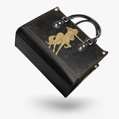 Sagittarius Zodiac Handbag | Celestial Archer Purse | Black Gold Astrology Bag | Mystical Moon Star PU Leather | Gift for Her