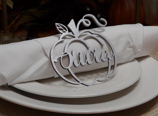 Pumpkin name plate/Wooden Fall Place Tag/Personalized Pumpkin Name plate/Friendsgiving Name Tag/Thanksgiving table decor/Holiday Decor