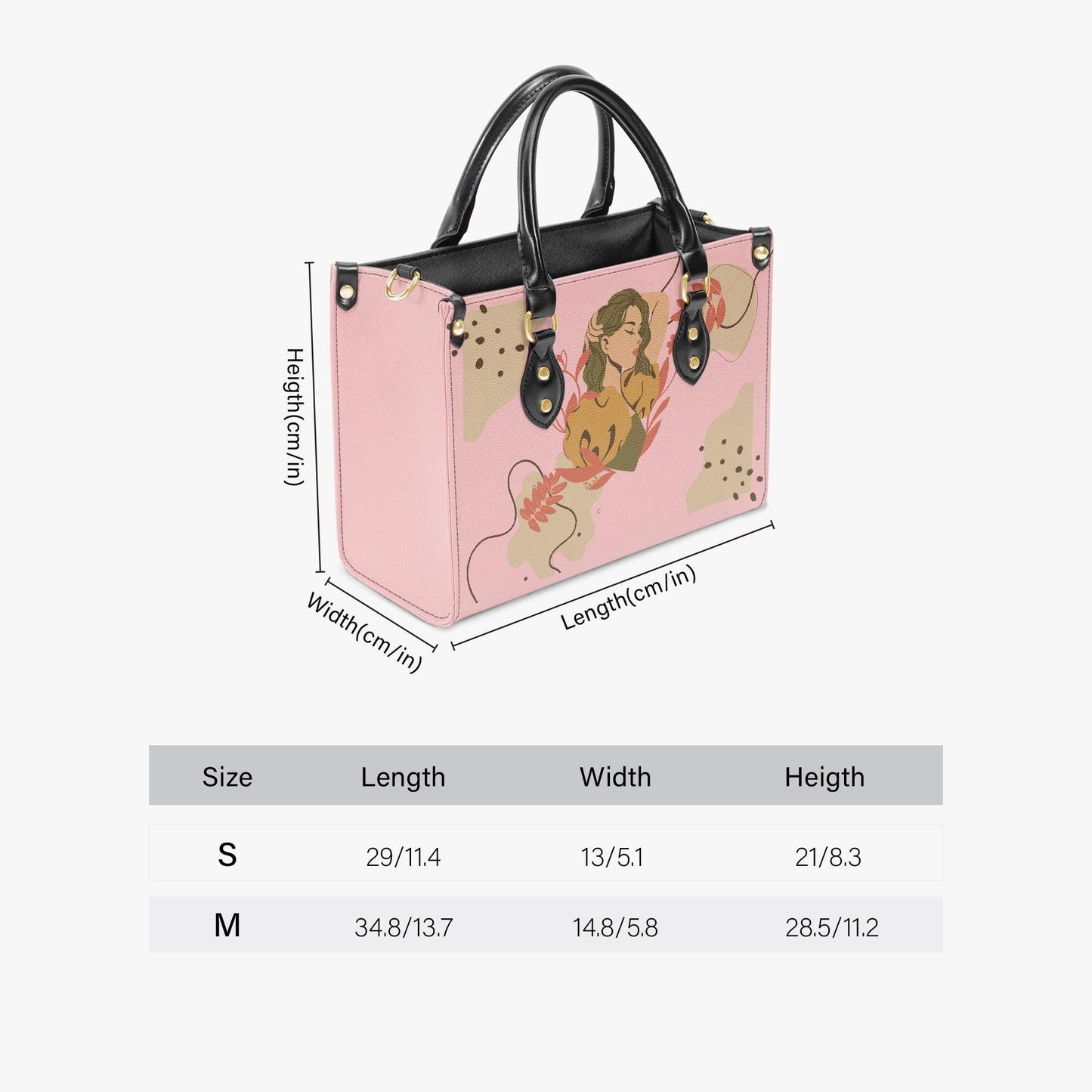 Autumn Pumpkin Art Tote Bag | Fall Women's Handbag | Pink Illustration Purse | Cute Halloween Aesthetic | PU Leather Shoulder Bag